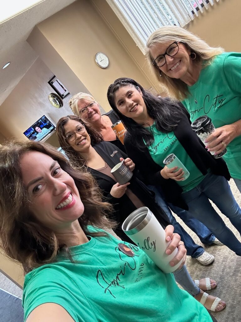 Agri-City employee group holding coffee
